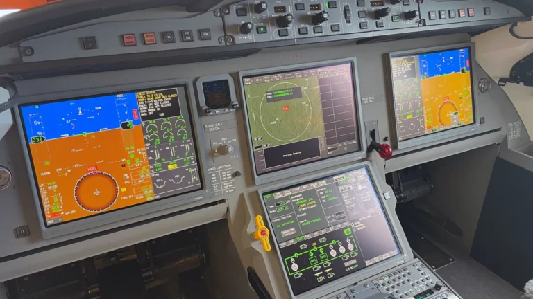 Avionics panel in a private jet cockpit — JetAvenue avionics diagnostics and support